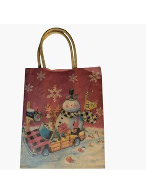 Lindy Bowman Holiday Gift Bag With Snowman Beagle Reindeer